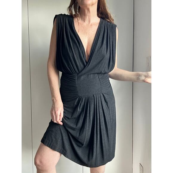 Robert Rodriquez Cocktail Dress Grey Size large Knit Jersey Knee Length - Picture 3 of 12